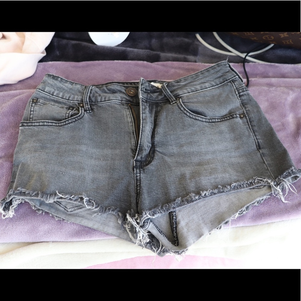 High rise denim black shorts